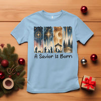 Christian Christmas T Shirt A Savior Is Born Jesus Nativity Scene - Wonder Print Shop