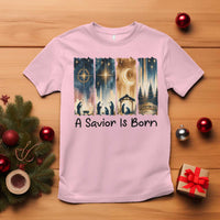 Christian Christmas T Shirt A Savior Is Born Jesus Nativity Scene - Wonder Print Shop