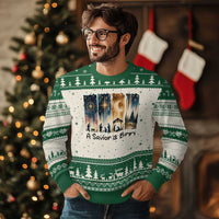 Christian Xmas Ugly Christmas Sweater A Savior Is Born Jesus Nativity Scene - Wonder Print Shop