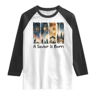 Christian Christmas Raglan Shirt A Savior Is Born Jesus Nativity Scene - Wonder Print Shop