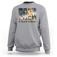 Christian Christmas Sweatshirt A Savior Is Born Jesus Nativity Scene - Wonder Print Shop