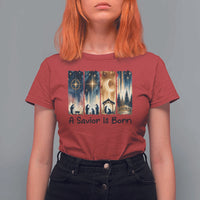 Christian Christmas T Shirt For Women A Savior Is Born Jesus Nativity Scene - Wonder Print Shop