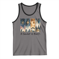 Christian Christmas Tank Top A Savior Is Born Jesus Nativity Scene - Wonder Print Shop