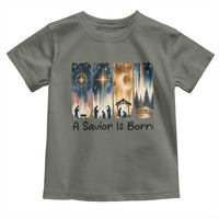Christian Christmas Toddler T Shirt A Savior Is Born Jesus Nativity Scene - Wonder Print Shop