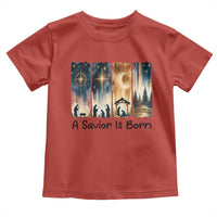 Christian Christmas Toddler T Shirt A Savior Is Born Jesus Nativity Scene - Wonder Print Shop