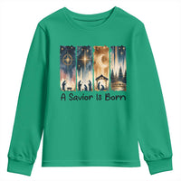 Christian Christmas Youth Sweatshirt A Savior Is Born Jesus Nativity Scene - Wonder Print Shop