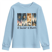 Christian Christmas Youth Sweatshirt A Savior Is Born Jesus Nativity Scene - Wonder Print Shop