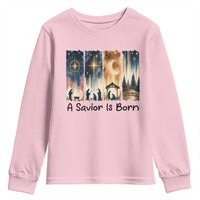 Christian Christmas Youth Sweatshirt A Savior Is Born Jesus Nativity Scene - Wonder Print Shop