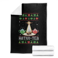 Funny Christmas Tea Lover Throw Blanket Nativi Tea Nativity Scene Christian Xmas - Wonder Print Shop