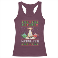 Funny Christmas Tea Lover Racerback Tank Top Nativi Tea Nativity Scene Christian Xmas - Wonder Print Shop