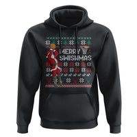Funny Black Santa Christmas Basketball Hoodie Merry Swishmass Xmas Sport - Wonder Print Shop