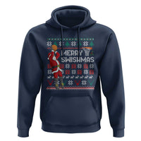 Funny Black Santa Christmas Basketball Hoodie Merry Swishmass Xmas Sport - Wonder Print Shop