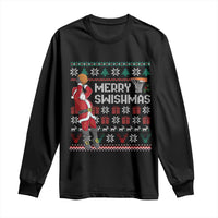 Funny Black Santa Christmas Basketball Long Sleeve Shirt Merry Swishmass Xmas Sport - Wonder Print Shop