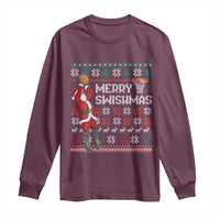 Funny Black Santa Christmas Basketball Long Sleeve Shirt Merry Swishmass Xmas Sport - Wonder Print Shop