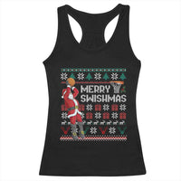 Funny Black Santa Christmas Basketball Racerback Tank Top Merry Swishmass Xmas Sport - Wonder Print Shop