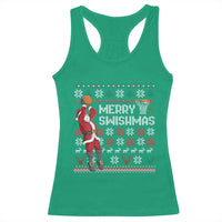 Funny Black Santa Christmas Basketball Racerback Tank Top Merry Swishmass Xmas Sport - Wonder Print Shop