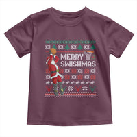 Funny Black Santa Christmas Basketball Toddler T Shirt Merry Swishmass Xmas Sport - Wonder Print Shop