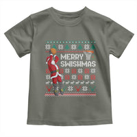 Funny Black Santa Christmas Basketball Toddler T Shirt Merry Swishmass Xmas Sport - Wonder Print Shop