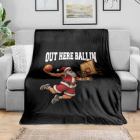 Funny Christmas Basketball Throw Blanket Out Here Ballin Xmas Santa Sport - Wonder Print Shop