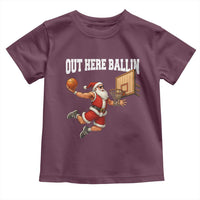 Funny Christmas Basketball Toddler T Shirt Out Here Ballin Xmas Santa Sport - Wonder Print Shop