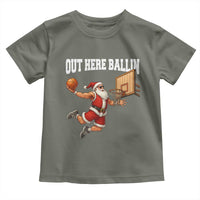 Funny Christmas Basketball Toddler T Shirt Out Here Ballin Xmas Santa Sport - Wonder Print Shop