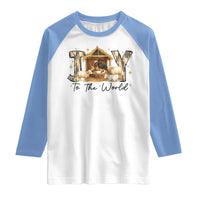 African American Christmas Nativity Scene Raglan Shirt Joy To The World Afro Black Jesus - Wonder Print Shop