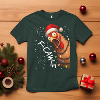 Funny F Caw F Chicken Christmas T Shirt Xmas Rooster Meme Santa Hat - Wonder Print Shop