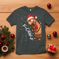 Funny F Caw F Chicken Christmas T Shirt Xmas Rooster Meme Santa Hat - Wonder Print Shop