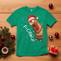 Funny F Caw F Chicken Christmas T Shirt Xmas Rooster Meme Santa Hat - Wonder Print Shop