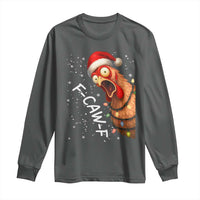 Funny F Caw F Chicken Christmas Long Sleeve Shirt Xmas Rooster Meme Santa Hat - Wonder Print Shop