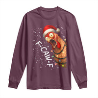 Funny F Caw F Chicken Christmas Long Sleeve Shirt Xmas Rooster Meme Santa Hat - Wonder Print Shop