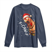Funny F Caw F Chicken Christmas Long Sleeve Shirt Xmas Rooster Meme Santa Hat - Wonder Print Shop