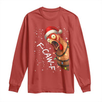 Funny F Caw F Chicken Christmas Long Sleeve Shirt Xmas Rooster Meme Santa Hat - Wonder Print Shop