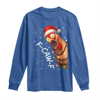 Funny F Caw F Chicken Christmas Long Sleeve Shirt Xmas Rooster Meme Santa Hat - Wonder Print Shop