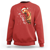 Funny F Caw F Chicken Christmas Sweatshirt Xmas Rooster Meme Santa Hat - Wonder Print Shop