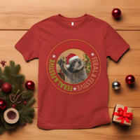 Funny Christmas Pedro The Racoon T Shirt Feral And Festive Xmas Santa Trash Panda - Wonder Print Shop