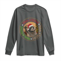 Funny Christmas Pedro The Racoon Long Sleeve Shirt Feral And Festive Xmas Santa Trash Panda - Wonder Print Shop