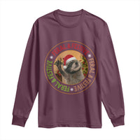 Funny Christmas Pedro The Racoon Long Sleeve Shirt Feral And Festive Xmas Santa Trash Panda - Wonder Print Shop