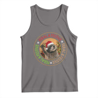 Funny Christmas Pedro The Racoon Tank Top Feral And Festive Xmas Santa Trash Panda - Wonder Print Shop