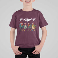 Funny F Caw F Chicken Christmas T Shirt For Kid Xmas Rooster Meme Poultry Farm - Wonder Print Shop