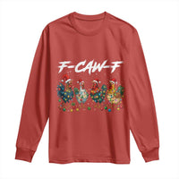 Funny F Caw F Chicken Christmas Long Sleeve Shirt Xmas Rooster Meme Poultry Farm - Wonder Print Shop