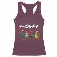 Funny F Caw F Chicken Christmas Racerback Tank Top Xmas Rooster Meme Poultry Farm - Wonder Print Shop