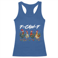 Funny F Caw F Chicken Christmas Racerback Tank Top Xmas Rooster Meme Poultry Farm - Wonder Print Shop