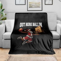 Funny Black Santa Christmas Basketball Throw Blanket Out Here Ballin Xmas Santa Sport - Wonder Print Shop