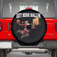 Funny Black Santa Christmas Basketball Spare Tire Cover Out Here Ballin Xmas Santa Sport - Wonder Print Shop