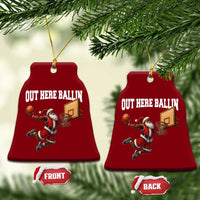 Funny Black Santa Christmas Basketball Ceramic Ornament Out Here Ballin Xmas Santa Sport - Wonder Print Shop
