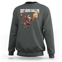 Funny Black Santa Christmas Basketball Sweatshirt Out Here Ballin Xmas Santa Sport - Wonder Print Shop
