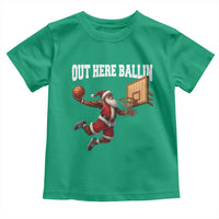 Funny Black Santa Christmas Basketball Toddler T Shirt Out Here Ballin Xmas Santa Sport - Wonder Print Shop