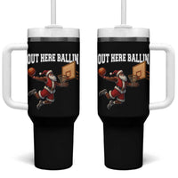 Funny Black Santa Christmas Basketball Tumbler With Handle Out Here Ballin Xmas Santa Sport - Wonder Print Shop