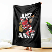 Funny Black Santa Christmas Basketball Throw Blanket Just Dunk It Xmas Sport - Wonder Print Shop